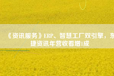 《資訊服務(wù)》ERP、智慧工廠雙引擎，東捷資訊年?duì)I收看增1成