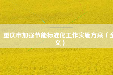 重慶市加強節(jié)能標準化工作實施方案(全文)