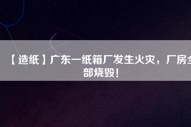 【造紙】廣東一紙箱廠發(fā)生火災，廠房全部燒毀！