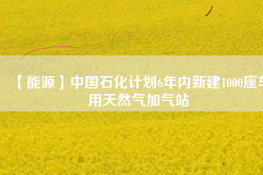 【能源】中國(guó)石化計(jì)劃6年內(nèi)新建1000座車用天然氣加氣站