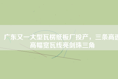 廣東又一大型瓦楞紙板廠投產(chǎn)，三條高速高幅寬瓦線亮劍珠三角