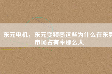 東元電機，東元變頻器這些為什么在東莞市場占有率那么大