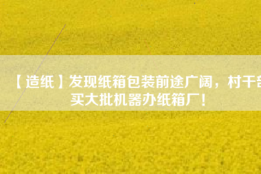 【造紙】發(fā)現(xiàn)紙箱包裝前途廣闊，村干部買大批機(jī)器辦紙箱廠！
