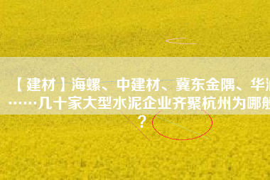 【建材】海螺、中建材、冀東金隅、華潤……幾十家大型水泥企業(yè)齊聚杭州為哪般？