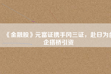 《金融股》元富證攜手岡三證，赴日為臺企搭橋引資