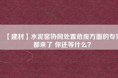 【建材】水泥窯協(xié)同處置危廢方面的專家都來了 你還等什么？