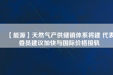 【能源】天然氣產(chǎn)供儲銷體系將建 代表委員建議加快與國際價(jià)格接軌