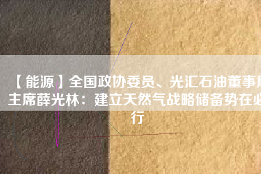 【能源】全國政協(xié)委員、光匯石油董事局主席薛光林：建立天然氣戰(zhàn)略儲備勢在必行