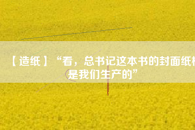 【造紙】“看，總書記這本書的封面紙板是我們生產(chǎn)的”