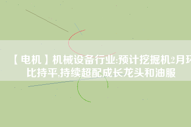 【電機】機械設(shè)備行業(yè):預(yù)計挖掘機2月環(huán)比持平,持續(xù)超配成長龍頭和油服
          