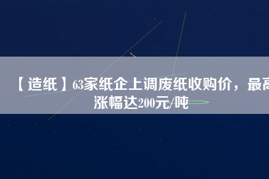 【造紙】63家紙企上調(diào)廢紙收購(gòu)價(jià)，最高漲幅達(dá)200元/噸