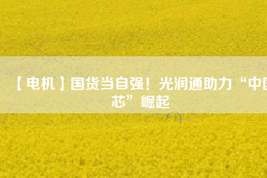 【電機(jī)】國(guó)貨當(dāng)自強(qiáng)！光潤(rùn)通助力“中國(guó)芯”崛起
          