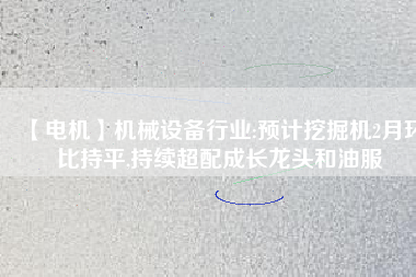 【電機】機械設(shè)備行業(yè):預(yù)計挖掘機2月環(huán)比持平,持續(xù)超配成長龍頭和油服
          