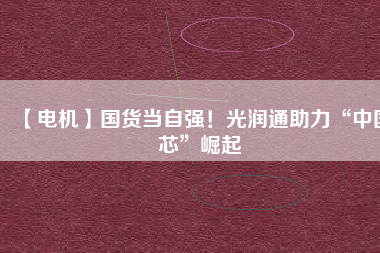 【電機(jī)】國(guó)貨當(dāng)自強(qiáng)！光潤(rùn)通助力“中國(guó)芯”崛起
          