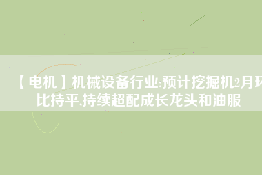 【電機】機械設(shè)備行業(yè):預(yù)計挖掘機2月環(huán)比持平,持續(xù)超配成長龍頭和油服
          