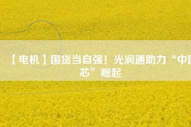 【電機(jī)】國(guó)貨當(dāng)自強(qiáng)！光潤(rùn)通助力“中國(guó)芯”崛起
          