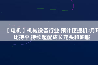 【電機】機械設(shè)備行業(yè):預(yù)計挖掘機2月環(huán)比持平,持續(xù)超配成長龍頭和油服
          