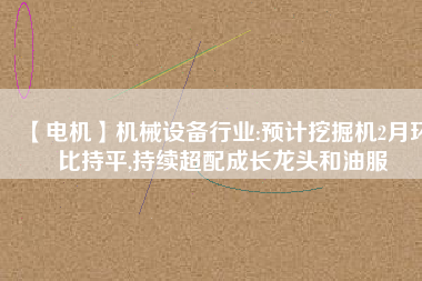 【電機】機械設(shè)備行業(yè):預(yù)計挖掘機2月環(huán)比持平,持續(xù)超配成長龍頭和油服
          