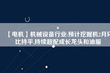 【電機】機械設(shè)備行業(yè):預(yù)計挖掘機2月環(huán)比持平,持續(xù)超配成長龍頭和油服
          