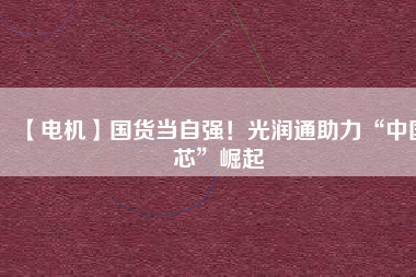 【電機(jī)】國(guó)貨當(dāng)自強(qiáng)！光潤(rùn)通助力“中國(guó)芯”崛起
          