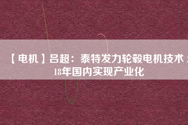【電機(jī)】呂超:泰特發(fā)力輪轂電機(jī)技術(shù) 2018年國內(nèi)實現(xiàn)產(chǎn)業(yè)化