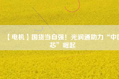 【電機(jī)】國(guó)貨當(dāng)自強(qiáng)！光潤(rùn)通助力“中國(guó)芯”崛起
          