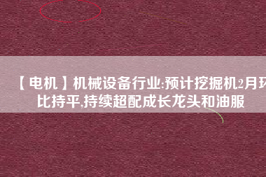 【電機】機械設(shè)備行業(yè):預(yù)計挖掘機2月環(huán)比持平,持續(xù)超配成長龍頭和油服
          