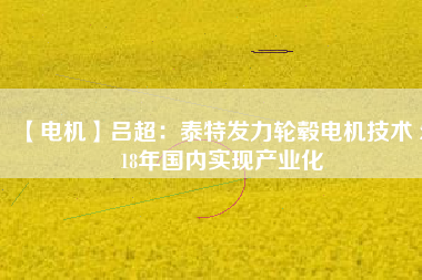 【電機(jī)】呂超:泰特發(fā)力輪轂電機(jī)技術(shù) 2018年國內(nèi)實現(xiàn)產(chǎn)業(yè)化
