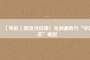 【電機(jī)】國(guó)貨當(dāng)自強(qiáng)！光潤(rùn)通助力“中國(guó)芯”崛起
          