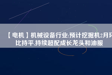 【電機】機械設(shè)備行業(yè):預(yù)計挖掘機2月環(huán)比持平,持續(xù)超配成長龍頭和油服
          
