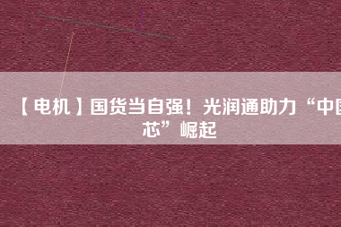 【電機(jī)】國(guó)貨當(dāng)自強(qiáng)！光潤(rùn)通助力“中國(guó)芯”崛起
          