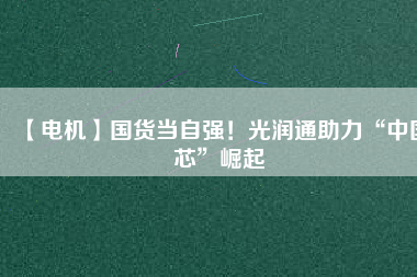 【電機(jī)】國(guó)貨當(dāng)自強(qiáng)！光潤(rùn)通助力“中國(guó)芯”崛起
          