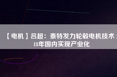 【電機(jī)】呂超:泰特發(fā)力輪轂電機(jī)技術(shù) 2018年國內(nèi)實現(xiàn)產(chǎn)業(yè)化