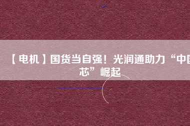 【電機(jī)】國(guó)貨當(dāng)自強(qiáng)！光潤(rùn)通助力“中國(guó)芯”崛起
          